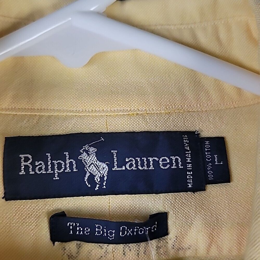 Ralph Lauren The Big Oxford Longsleeve Button-Up Shirt Blue Logo Mens Large Flaw - Picture 2 of 12